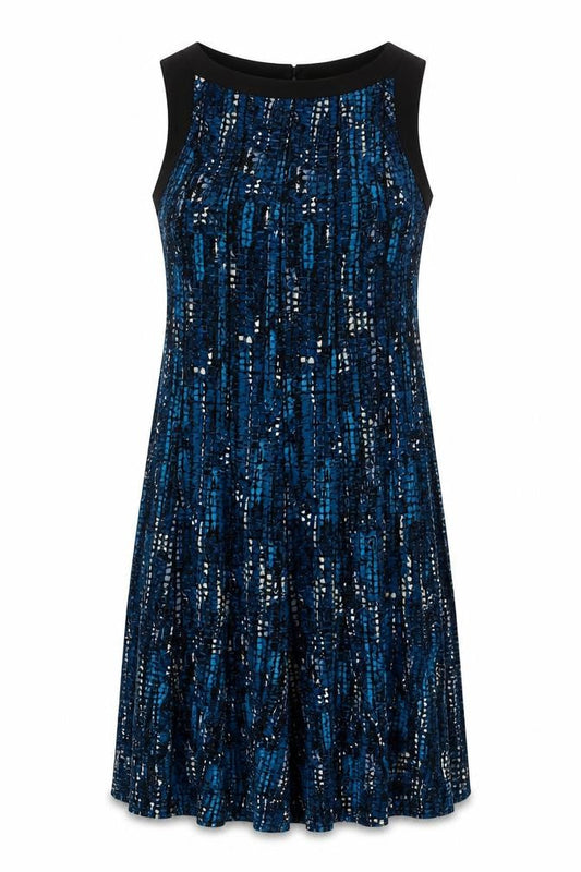 Sandra Darren Womens Blue Polyester A-Line Size 14 Boat Neck Button