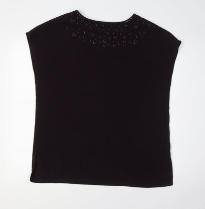Viyellapu Womens Purple Polyester Basic Blouse Size 12 Boat Neck - Embellished Collar