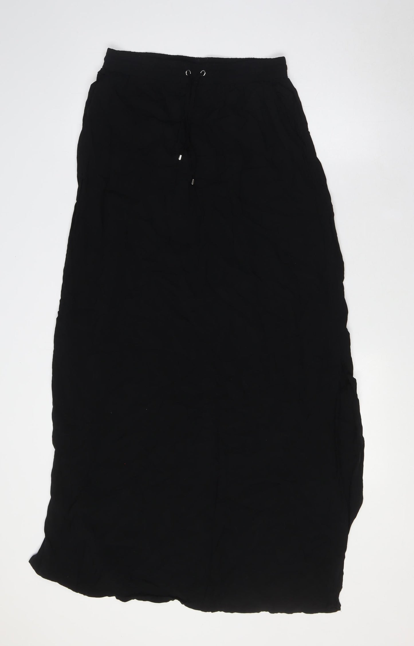 New Look Womens Black Viscose A-Line Skirt Size 8 Tie - Elasticated Waist