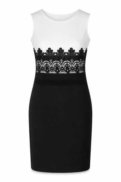 Glamour Babe Womens Black Polyester Pencil Dress Size 8 Round Neck - Lace Waist