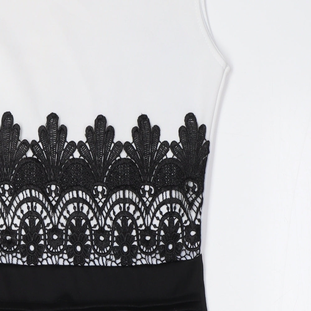 Glamour Babe Womens Black Polyester Pencil Dress Size 8 Round Neck - Lace Waist