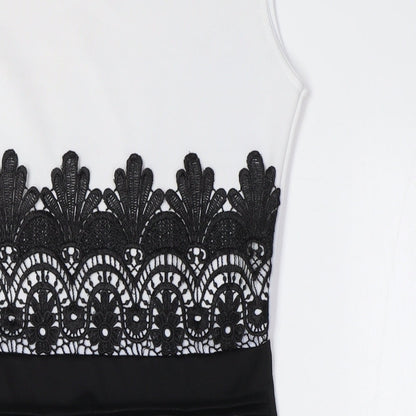 Glamour Babe Womens Black Polyester Pencil Dress Size 8 Round Neck - Lace Waist