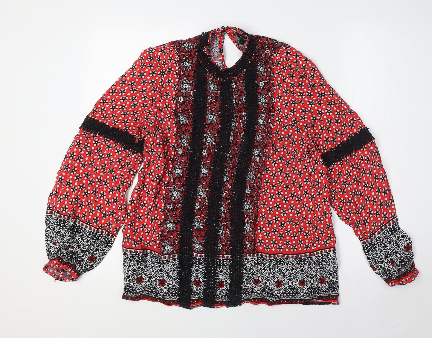 Womens UK Size 12 River Island Red Basic Button-Up