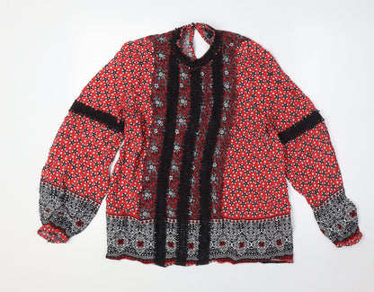 Womens UK Size 12 River Island Red Basic Button-Up