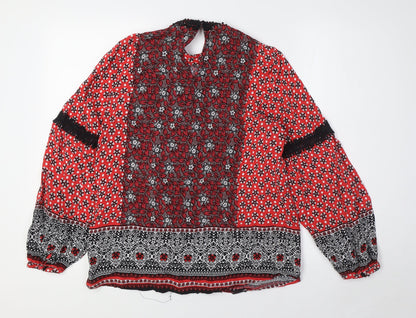 Womens UK Size 12 River Island Red Basic Button-Up