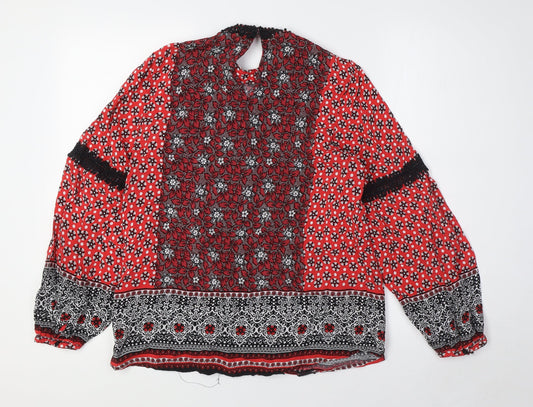 Womens UK Size 12 River Island Red Basic Button-Up