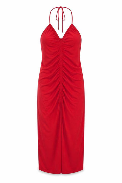 Zara Womens Red Polyester A-Line Size S Halter Tie