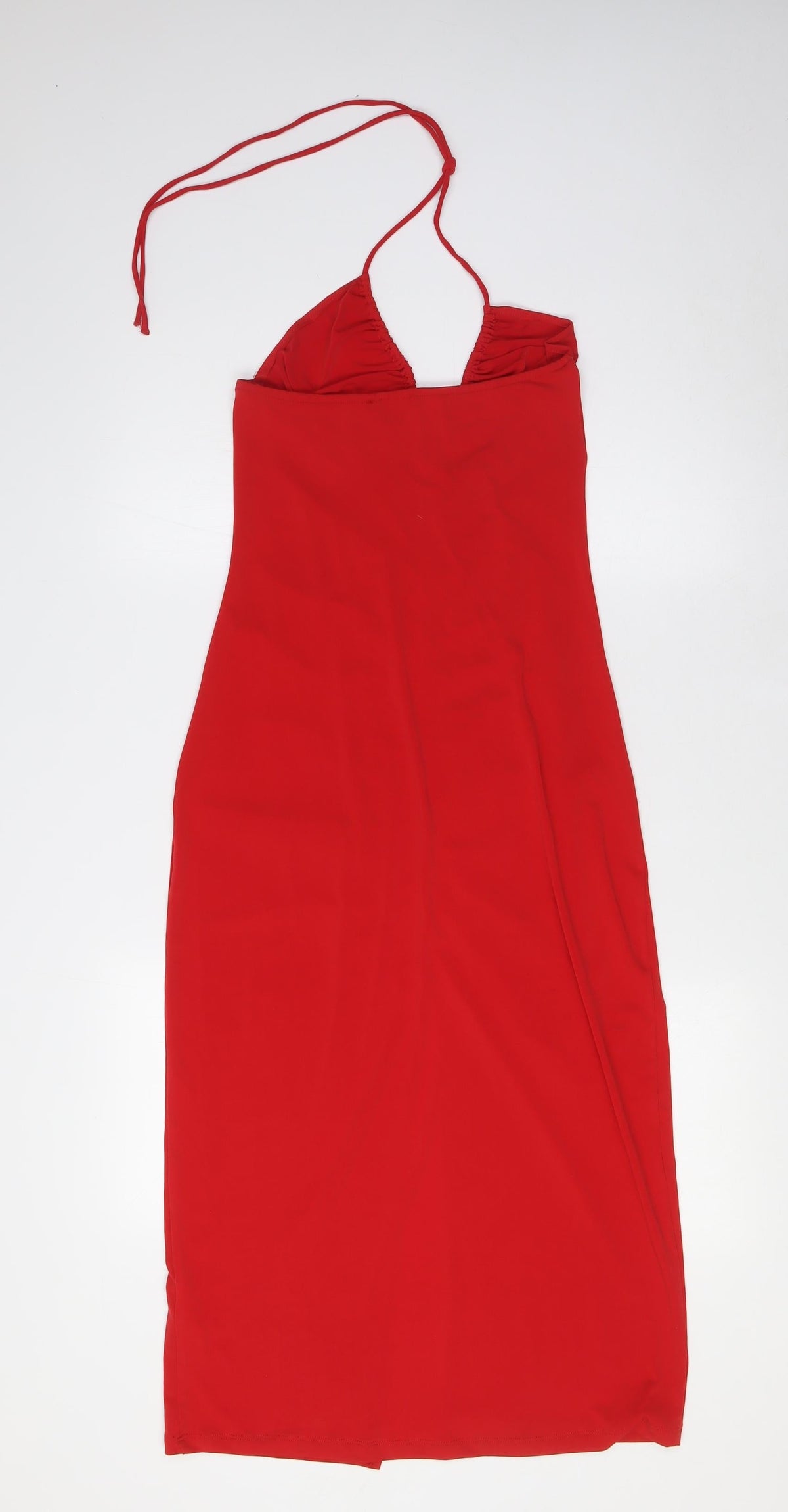 Zara Womens Red Polyester A-Line Size S Halter Tie