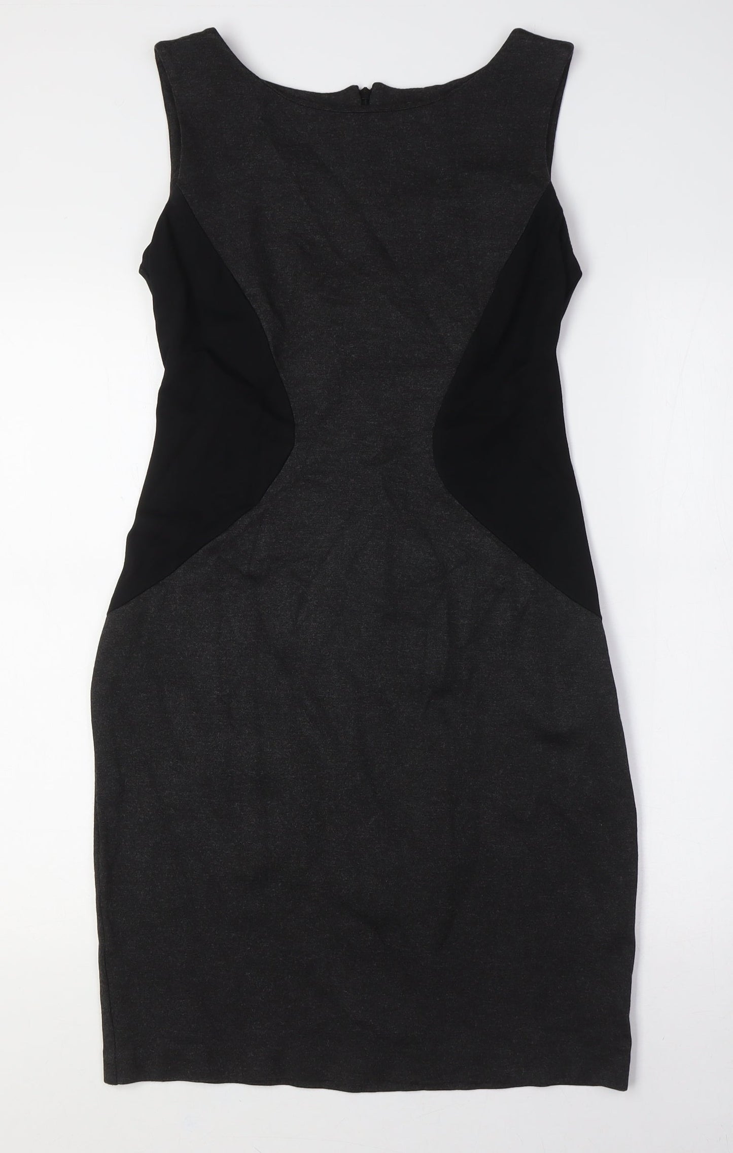 Jacob Womens Black Rayon Bodycon Size S Boat Neck Zip