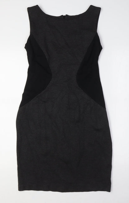 Jacob Womens Black Rayon Bodycon Size S Boat Neck Zip