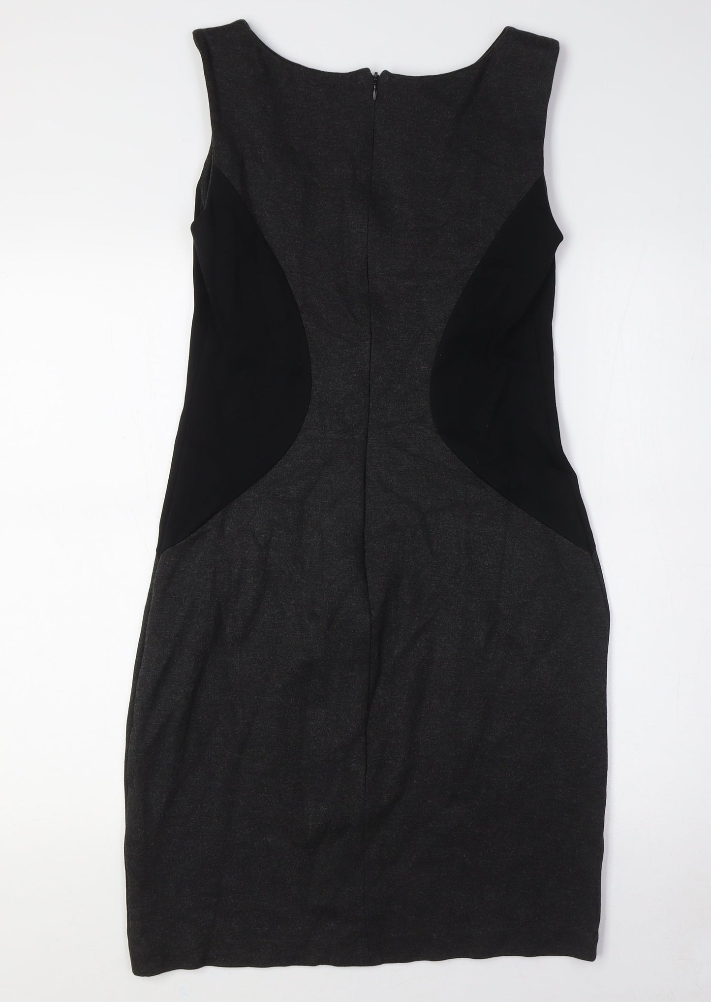 Jacob Womens Black Rayon Bodycon Size S Boat Neck Zip