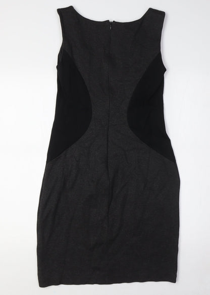 Jacob Womens Black Rayon Bodycon Size S Boat Neck Zip