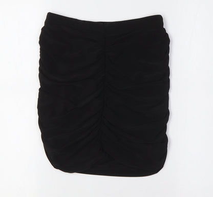 PRETTYLITTLETHING Womens Black Polyester A-Line Skirt Size 8