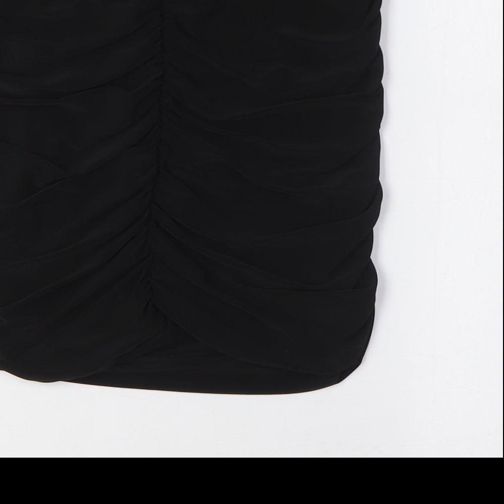 PRETTYLITTLETHING Womens Black Polyester A-Line Skirt Size 8