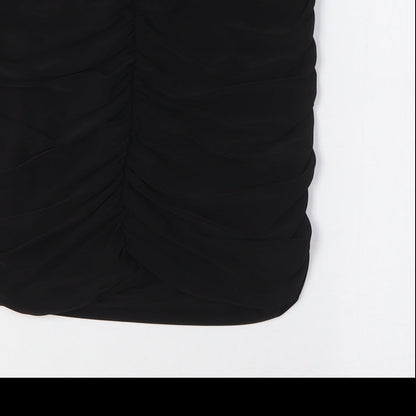 PRETTYLITTLETHING Womens Black Polyester A-Line Skirt Size 8