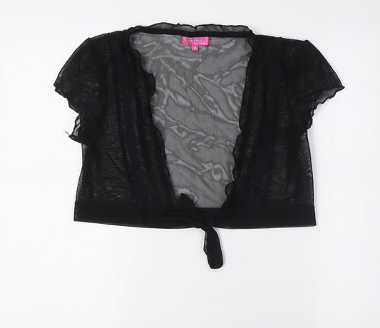 Pineapple Womens Black Polyester Basic Button-Up Size 14 V-Neck - Sheer