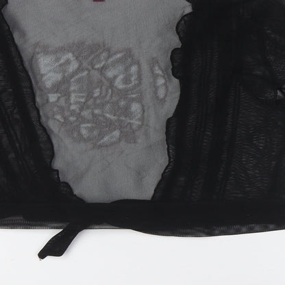 Womens UK Size 14 Pineapple Black Basic Button-Up
