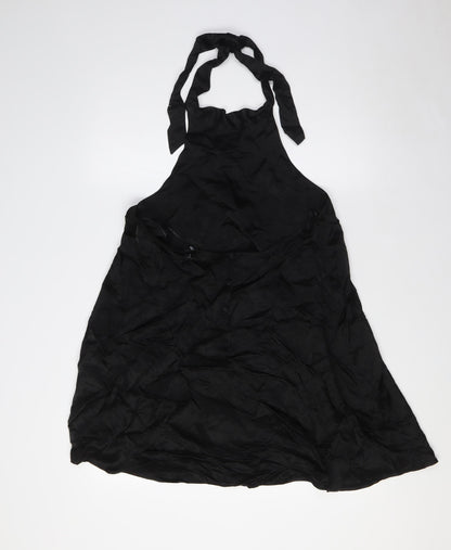 Zara Womens Black Viscose A-Line Size M Halter Button