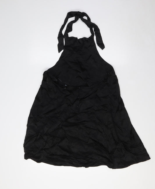 Zara Womens Black Viscose A-Line Size M Halter Button