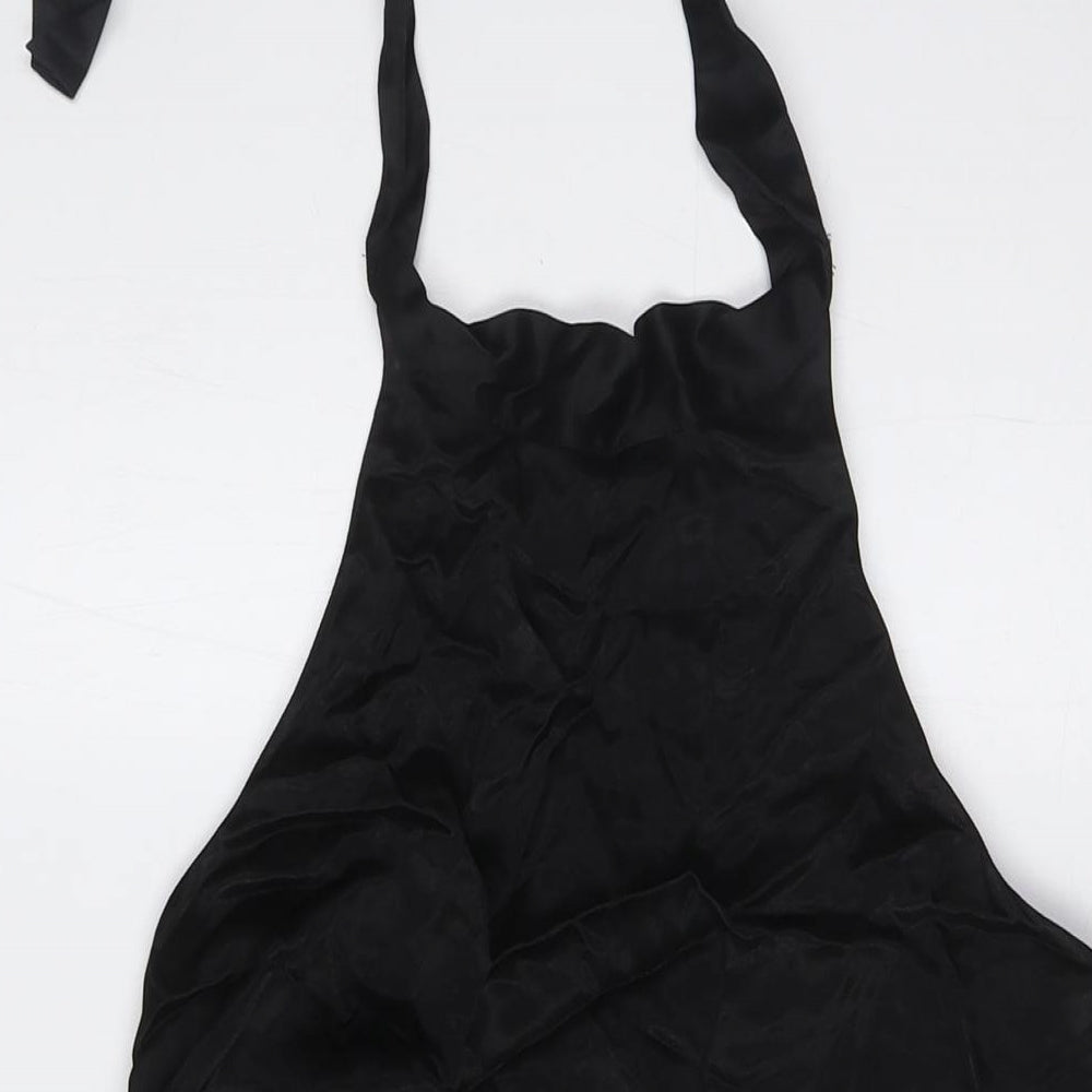 Zara Womens Black Viscose A-Line Size M Halter Button