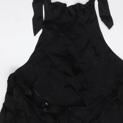 Zara Womens Black Viscose A-Line Size M Halter Button