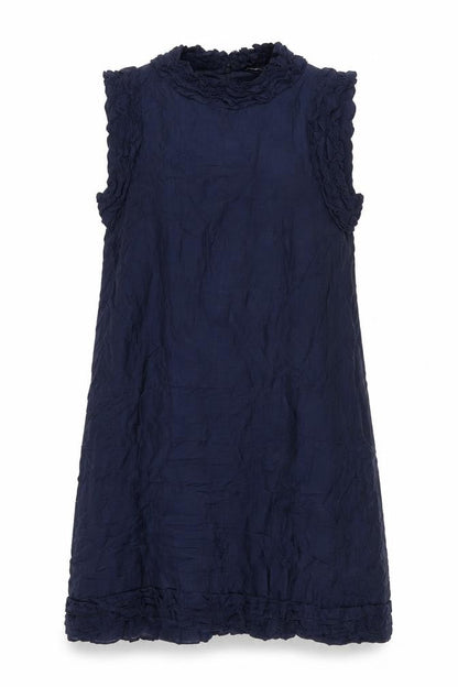 French Connection Womens Blue Modal A-Line Size 12 Mock Neck Zip - Ruffled Collar