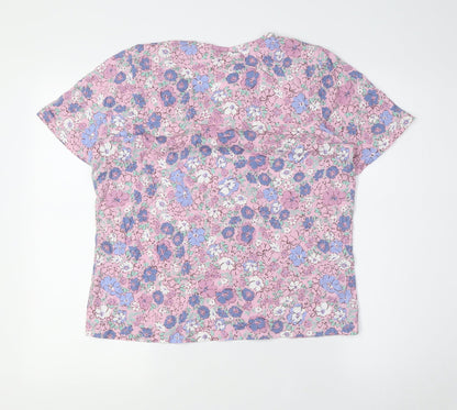 Bonmarché Womens Multicoloured Floral Cotton Top Pyjama Top Size 12 - sIZE 12-14