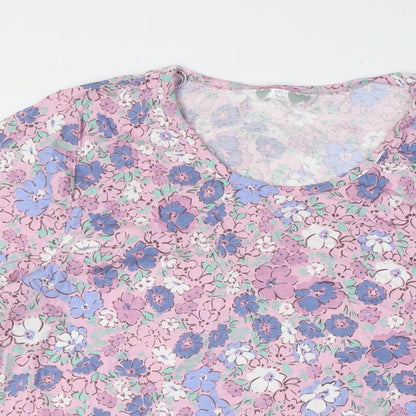 Bonmarché Womens Multicoloured Floral Cotton Top Pyjama Top Size 12 - sIZE 12-14
