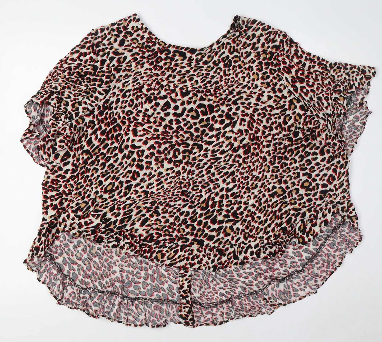 Stella Morgan Womens Multicoloured Animal Print Viscose Basic Button-Up Size 10 Boat Neck - Buttons Down Back