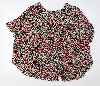 Stella Morgan Womens Multicoloured Animal Print Viscose Basic Button-Up Size 10 Boat Neck - Buttons Down Back