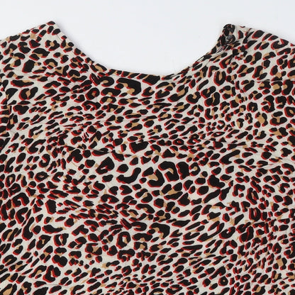 Stella Morgan Womens Multicoloured Animal Print Viscose Basic Button-Up Size 10 Boat Neck - Buttons Down Back