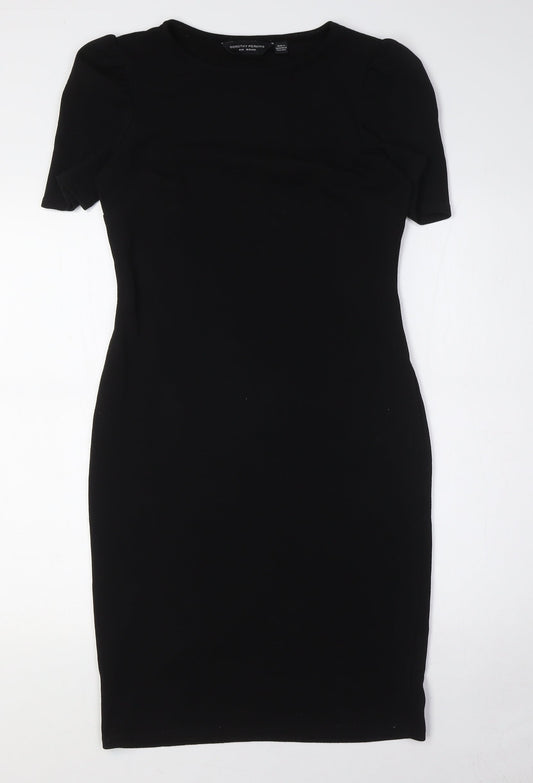 Dorothy Perkins Womens Black Polyester Pencil Dress Size 8 Boat Neck Zip
