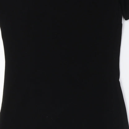 Dorothy Perkins Womens Black Polyester Pencil Dress Size 8 Boat Neck Zip