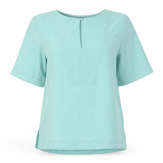 Marks and Spencer Womens Green Polyester Basic Button-Up Size 8 Round Neck