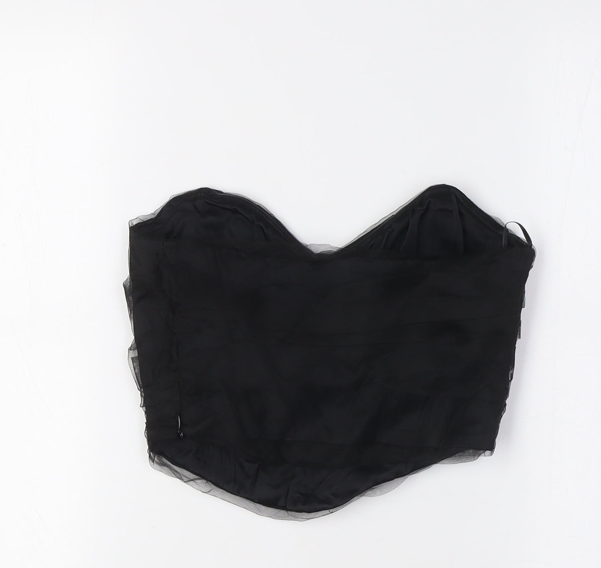 Womens UK Size S Zara Black Cropped Button-Up