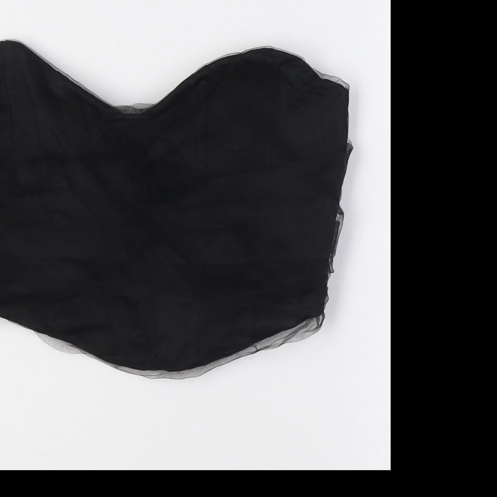 Womens UK Size S Zara Black Cropped Button-Up