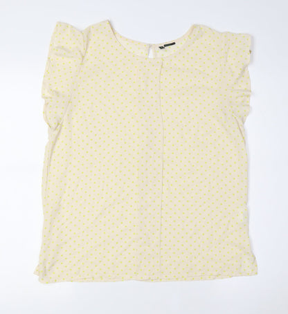 Womens UK Size M Benetton Ivory Basic Button-Up