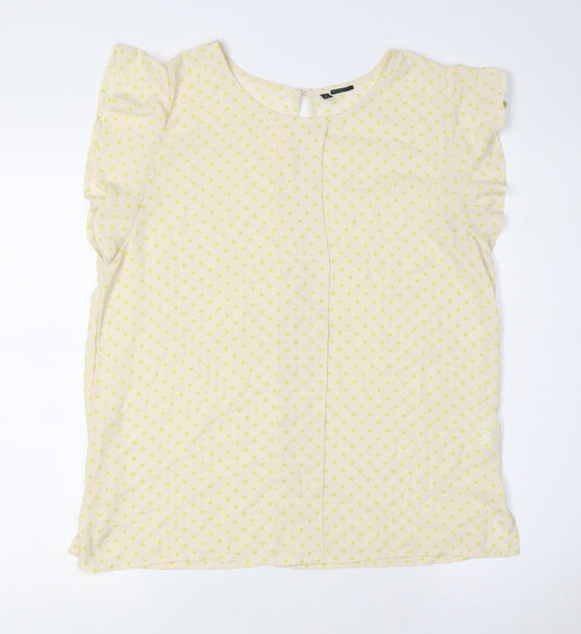 Womens UK Size M Benetton Ivory Basic Button-Up