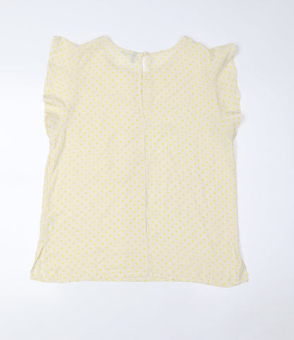 Womens UK Size M Benetton Ivory Basic Button-Up