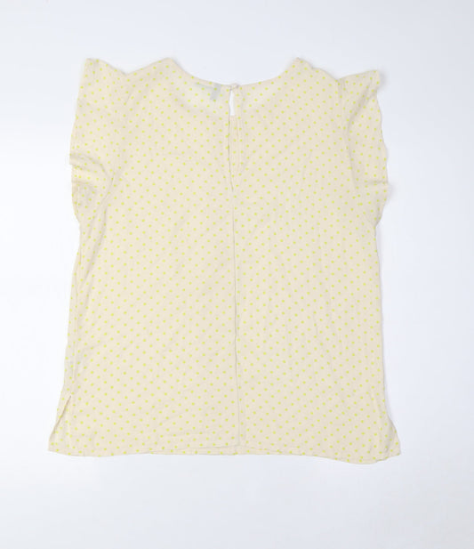 Womens UK Size M Benetton Ivory Basic Button-Up
