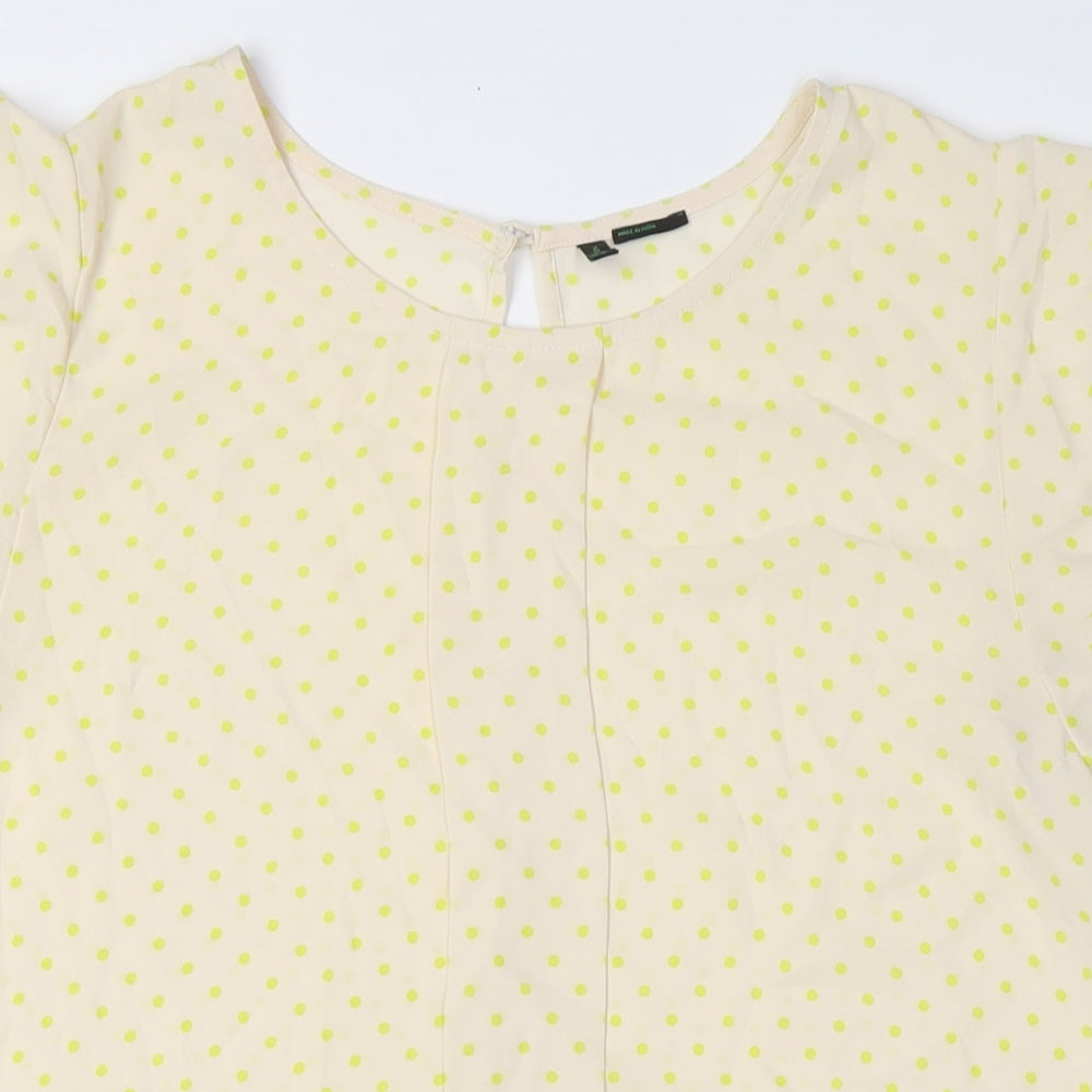 Womens UK Size M Benetton Ivory Basic Button-Up