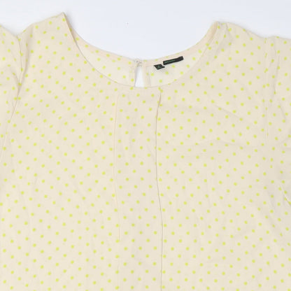 Womens UK Size M Benetton Ivory Basic Button-Up