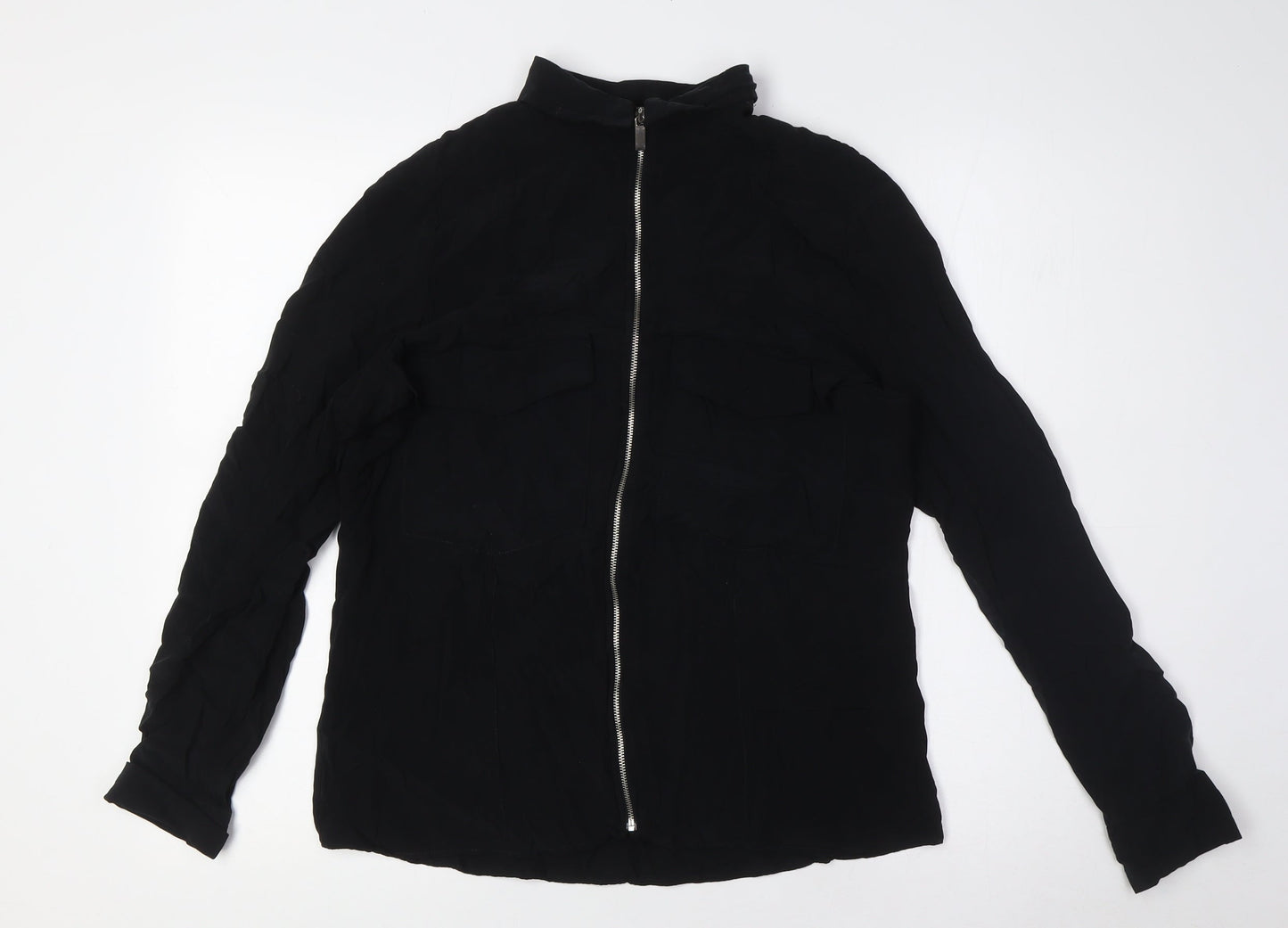 Womens UK Size S Zara Black Basic Button-Up