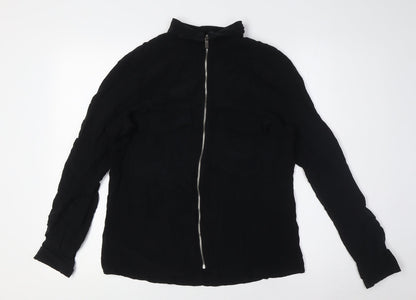 Womens UK Size S Zara Black Basic Button-Up