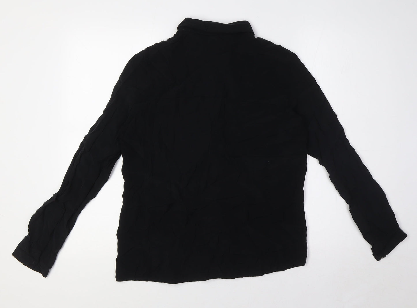 Womens UK Size S Zara Black Basic Button-Up