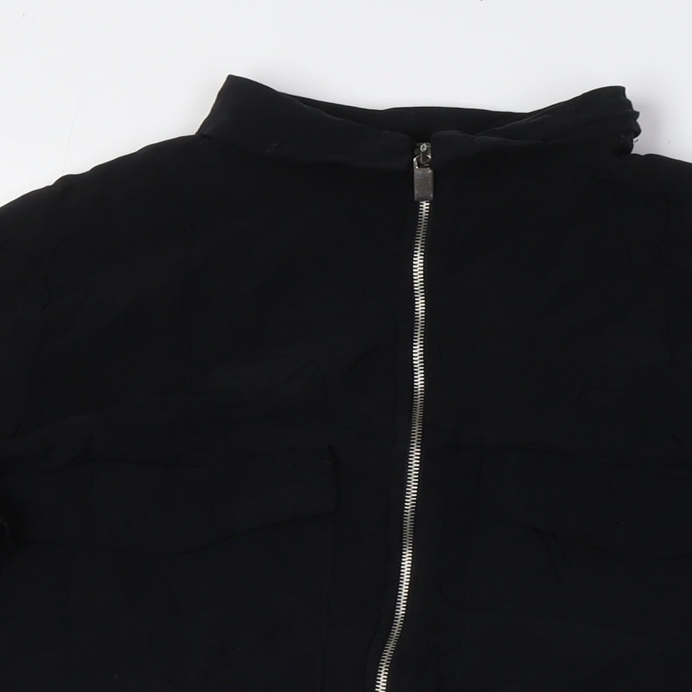 Womens UK Size S Zara Black Basic Button-Up