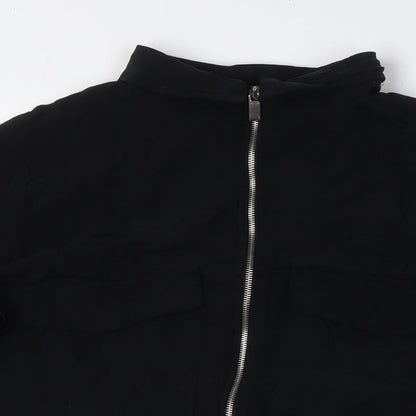 Womens UK Size S Zara Black Basic Button-Up