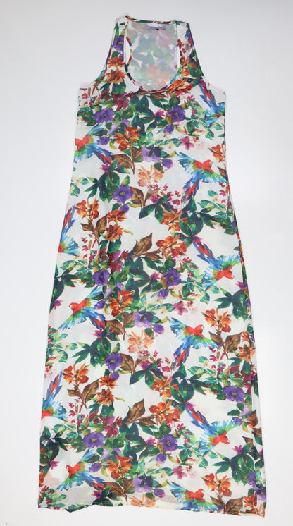 John Lewis Womens Multicoloured Floral Polyester A-Line Size 8 Scoop Neck - Racer Back
