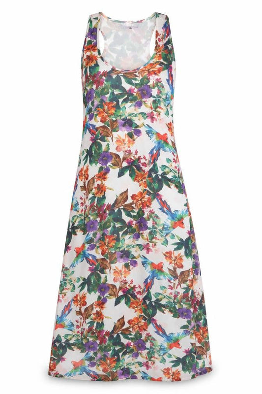 John Lewis Womens Multicoloured Floral Polyester A-Line Size 8 Scoop Neck - Racer Back
