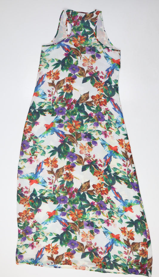 John Lewis Womens Multicoloured Floral Polyester A-Line Size 8 Scoop Neck - Racer Back